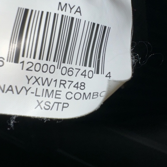 BCBG Navy/Green Striped Tee with Cut Out Open Back Size XS - Picture 8 of 9